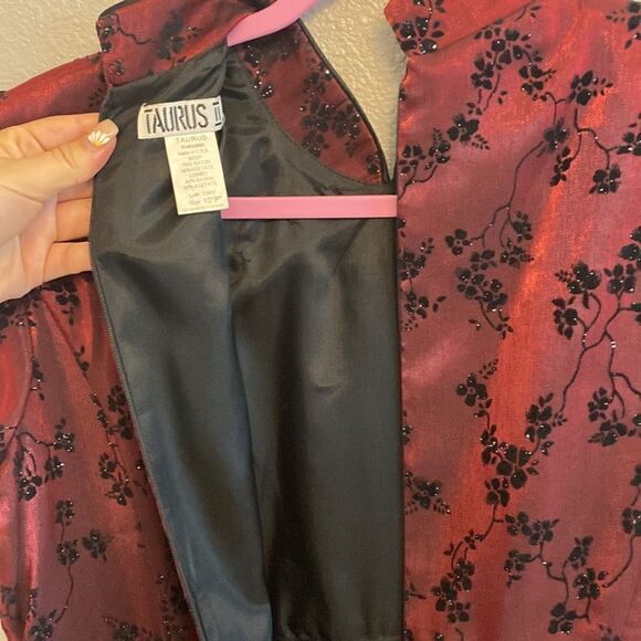 Vintage- dark red Japanese inspired dress- Size 10P - Picture 9 of 11